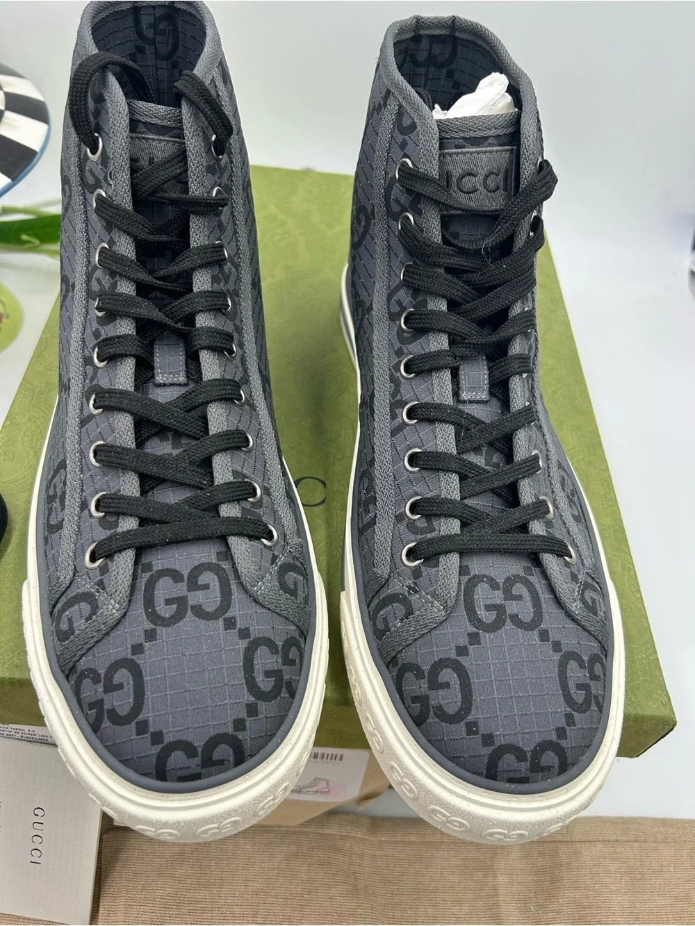 Men's Gucci tennis 1977 high top sneakers size 10.5 fits 11.5 US made in Italy